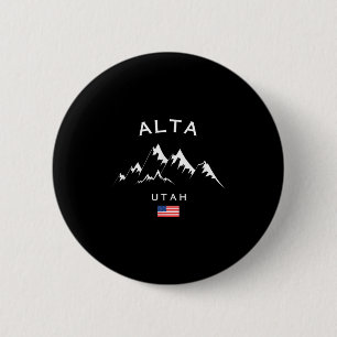 Alta Ski Resort Rocky Mountains Skien Souvenir Ut Ronde Button 5,7 Cm