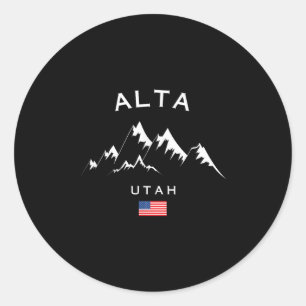 Alta Ski Resort Rocky Mountains Skien Souvenir Ut Ronde Sticker