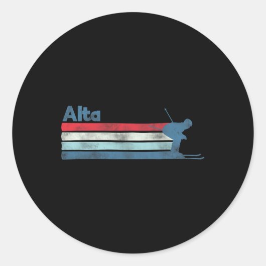 Alta Utah Retro Ski Ronde Sticker (Voorkant)