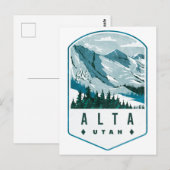 Alta Utah Ski Badge Briefkaart (Voorkant / Achterkant)
