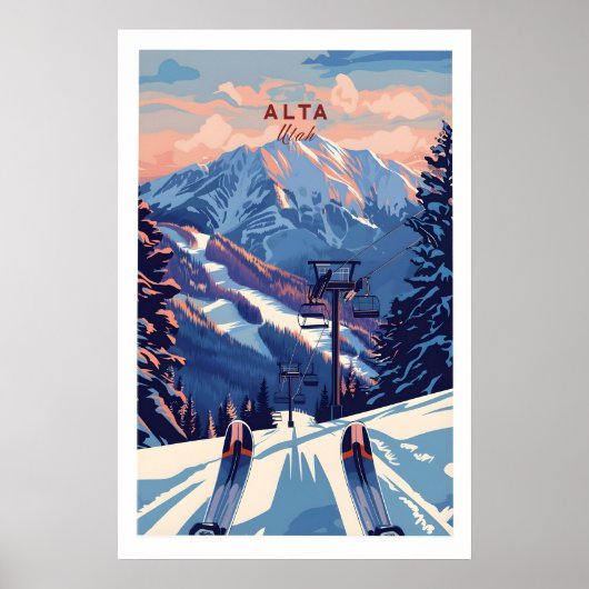 Alta Utah Ski Lift Bergzicht Poster - Dramatisch (Voorkant)