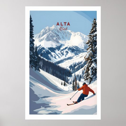 Alta Utah Ski-poster - Poedersneeuw Berg Wand Poster (Voorkant)