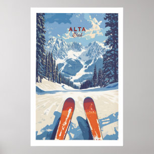 Alta Utah Ski Uitzicht vanaf de hellingen Print -