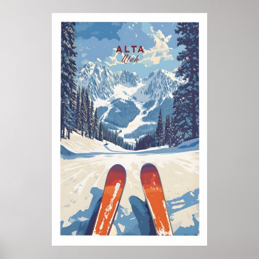 Alta Utah Ski Uitzicht vanaf de hellingen Print -  (Voorkant)