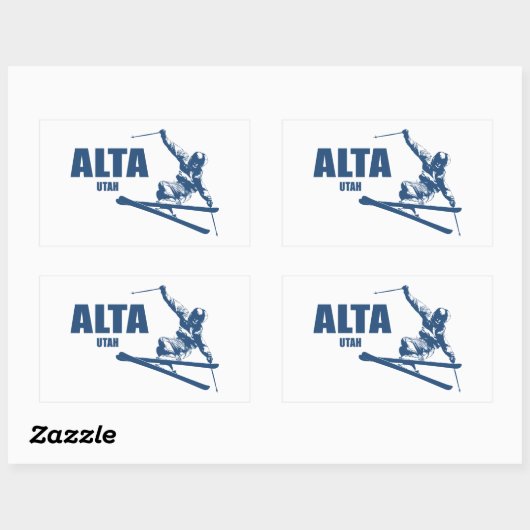 Alta Utah Skier Rechthoekige Sticker (Vel)