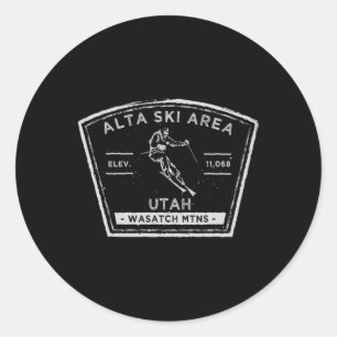 Alta Utah Snow Skiing Ronde Sticker