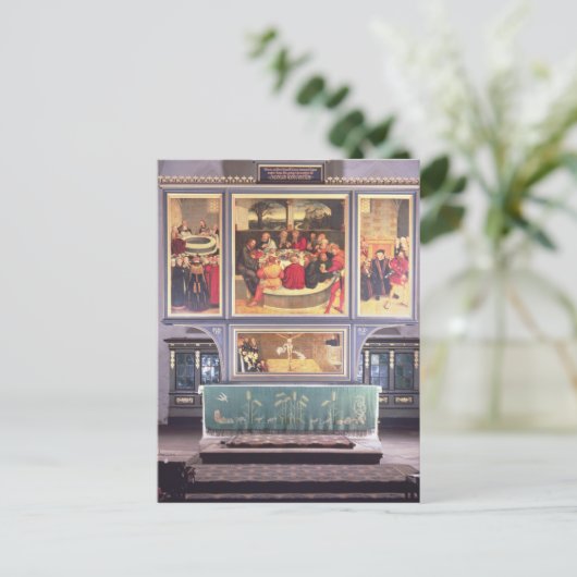 Altaar met het afschilderen van de Triptiek Briefkaart (Staand voorkant)