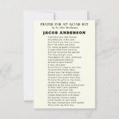 Altaarjongensgebed voor katholieke priesterroeping notitiekaartje (Achterkant)