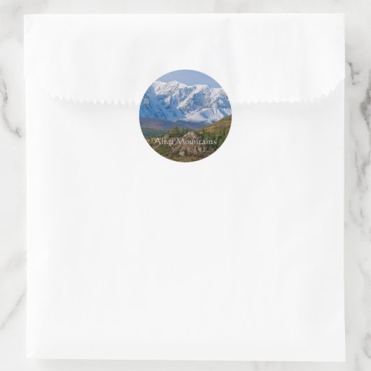 Altai-gebergte landschap ronde sticker (Tas)