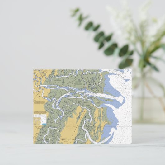 Altamaha River, Darien, Briefkaart Nautical Chart  (Staand voorkant)