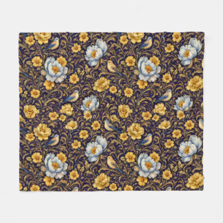 Altami Vintage Floral Birds Blanket – Elegant Luxu Fleece Deken