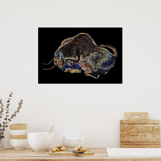 Altamira Bison in Psychedelivision Poster (Keuken)