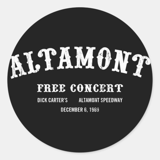 Altamont Free Concert Ronde Sticker (Voorkant)