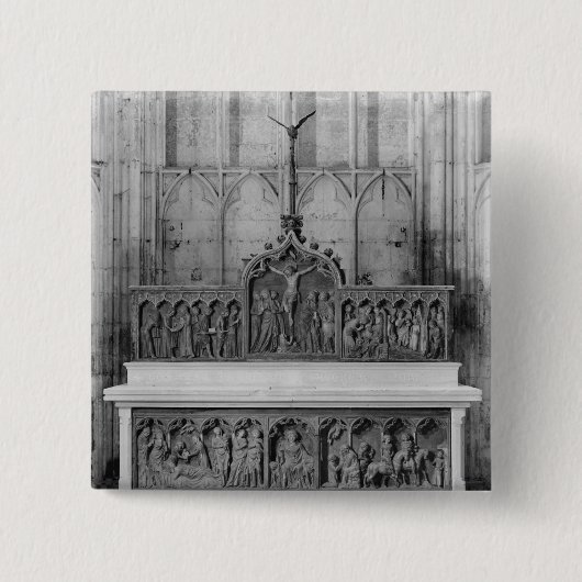 Altar en twee versierde alitarstukken vierkante button 5,1 cm (Voorkant)