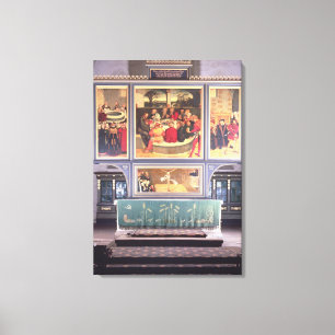 Altar met een triptych die canvas afdruk