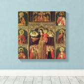 Altarstuk van de Maagd van de Rosary, c.1500 Canvas Afdruk (Insitu (Houten vloer))