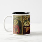 Altarstuk van de Maagd van de Rosary, c.1500 Tweekleurige Koffiemok (Links)