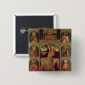 Altarstuk van de Maagd van de Rosary, c.1500 Vierkante Button 5,1 Cm (Voorkant /achterkant)
