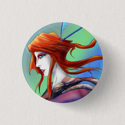 AltDelta: Rode Geisha-Button Ronde Button 3,2 Cm (Voorkant)