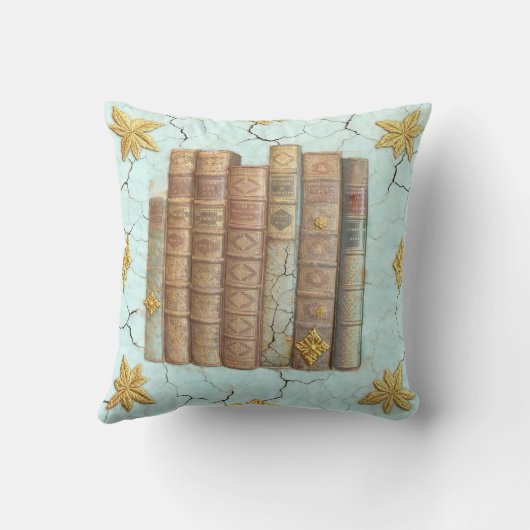 Alte Bücher - goldene Blätter - mint |  Kussen (Achterkant)