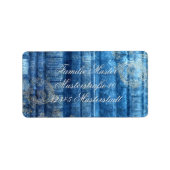 Alte Bücher - goldene Ornamente - blau | Etiket (Voorkant)