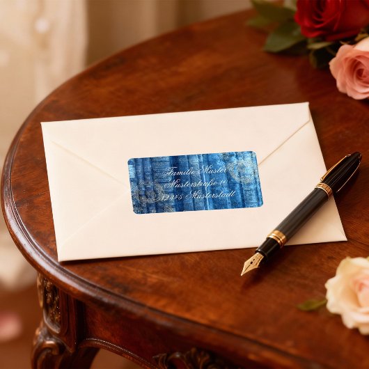 Alte Bücher - goldene Ornamente - blau | Etiket