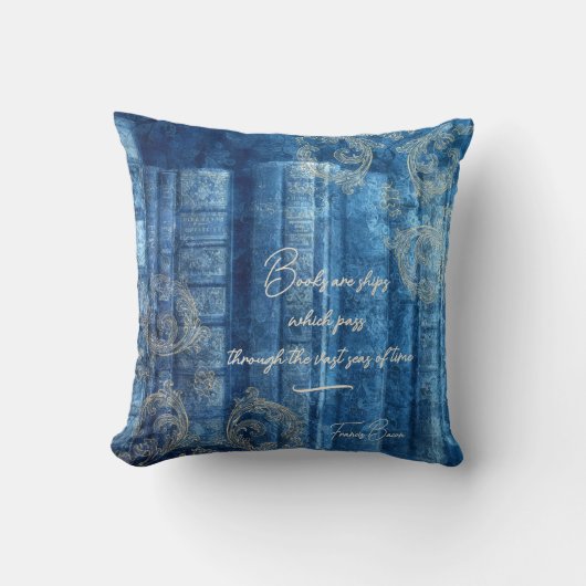 Alte Bücher - goldene Ornamente - blau  |  Kussen (Voorkant)