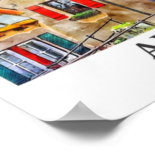 Altensteig Duitsland Reizen Waterverf Hand geteken Poster (Hoek)