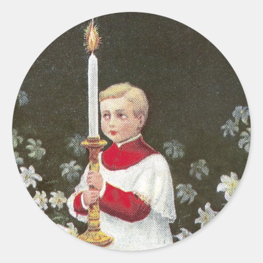 Alter Boy Bearing Candle  Easter Ronde Sticker (Voorkant)