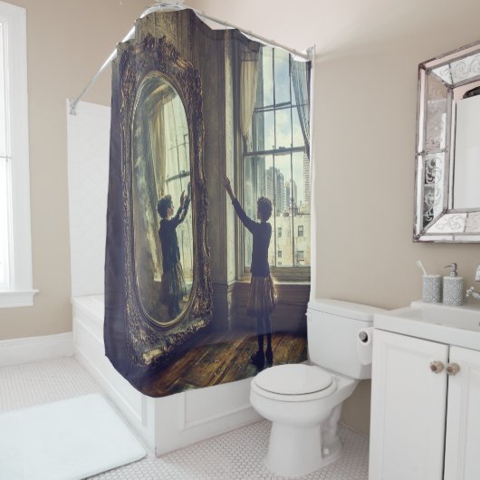 🪞 Altered Reflections – Surrealistische Droomland Douchegordijn (In situ)