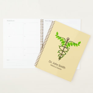 Alternatief Caduceus Green Leaves Beige Medical Planner