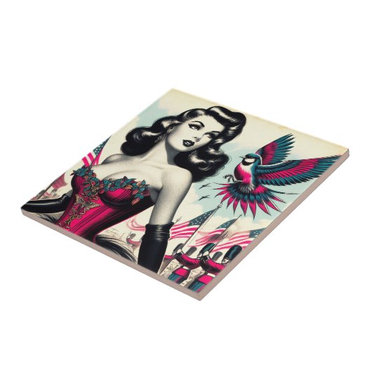  alternatief Corset Pin Up Tegeltje (Zijkant)