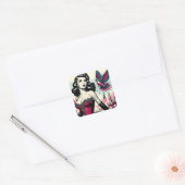 alternatief Corset Pin Up Vierkante Sticker (Envelop)