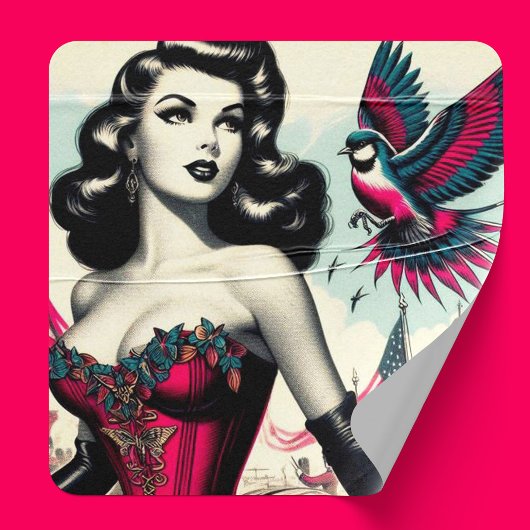 alternatief Corset Pin Up Vierkante Sticker