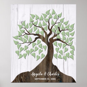 Alternatief gastboek Rustic Wood Tree Poster