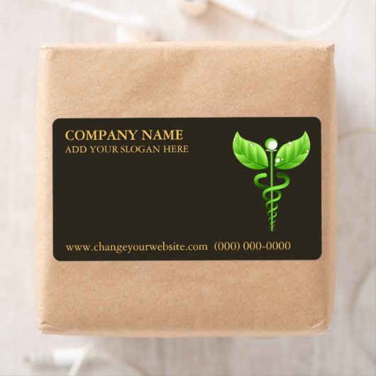 Alternatief geneesmiddel Green Caduceus Symbol Bro Etiket (Insitu)