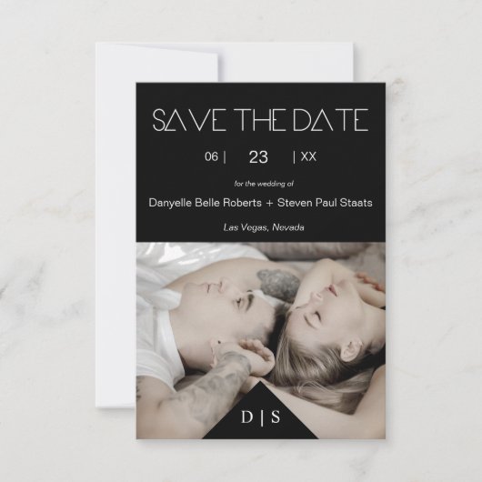 Alternatief getatoeëerd paar 3 foto's Verloving Save The Date (Voorkant)