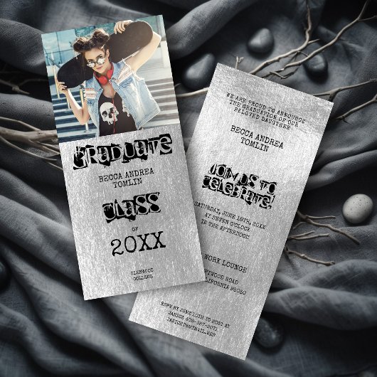 Alternatief Grunge Afstudeerder Metallic Silver Ef