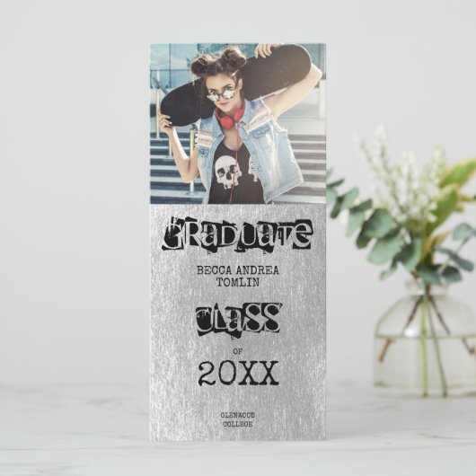 Alternatief Grunge Afstudeerder Metallic Silver Ef (Staand voorkant)