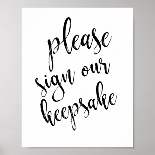 Alternatief Guest Book Black en White 8 x 10 Sign Poster (Voorkant)