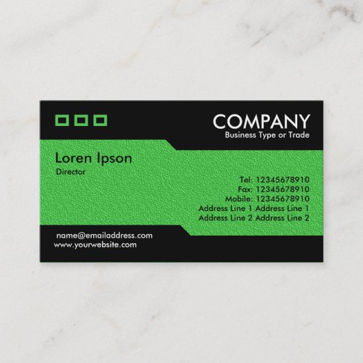 Alternatief - Heldergroene reliëf Visitekaartje (Voorkant)