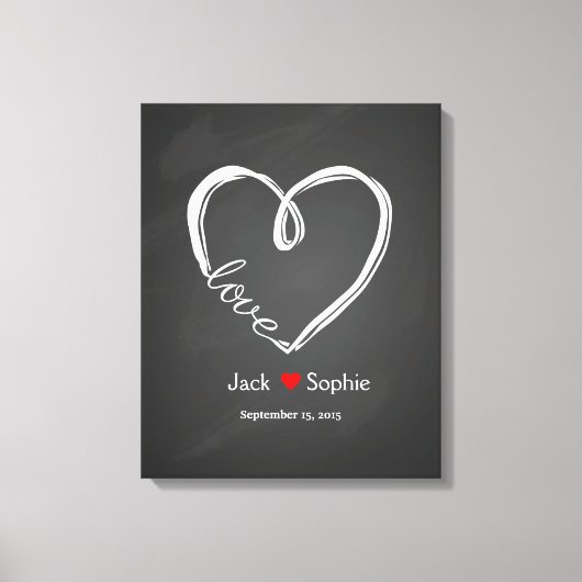 Alternatief huwelijksgastenboek infinity heart canvas afdruk (Voorkant)