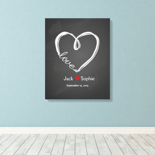 Alternatief huwelijksgastenboek infinity heart canvas afdruk (Insitu (Houten vloer))