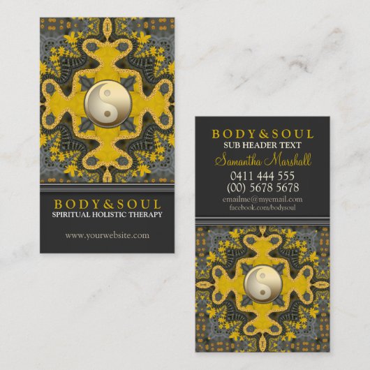 Alternatief oostelijk goud Yin Yang Geometry Visitekaartje (Voorkant / Achterkant)