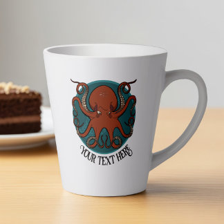 Alternatief Rood Octopus Logo Voeg Je Tekst Kunstw Latte Mok
