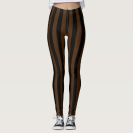 Alternatief zwart donkerbruin, verticaal gestreept leggings