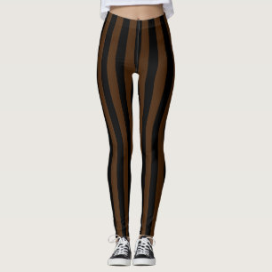 Alternatief zwart donkerbruin, verticaal gestreept leggings