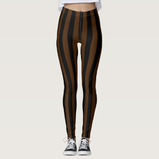 Alternatief zwart donkerbruin, verticaal gestreept leggings