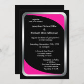 Alternatief Zwart met Heet Roze Bruiloft Kaart (Voorkant / Achterkant)