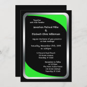 Alternatief Zwart met Neon Groene Bruiloft Kaart (Voorkant / Achterkant)